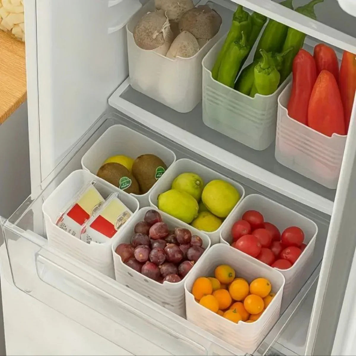 Frosted Fridge Storage Organizer Bin Set