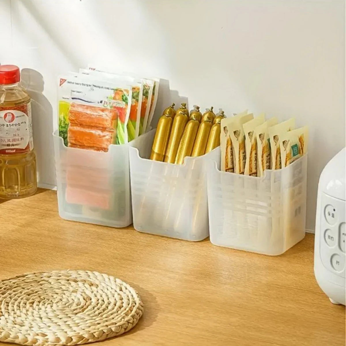 Frosted Fridge Storage Organizer Bin Set